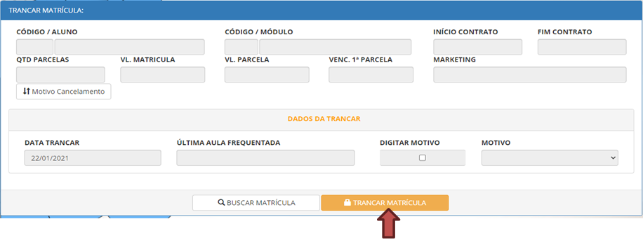 Botão trancar matrícula