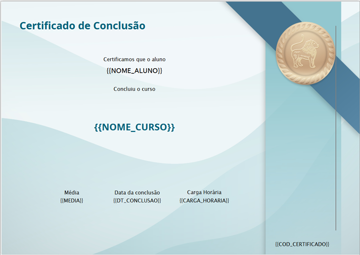 Exemplo de certificado padrão