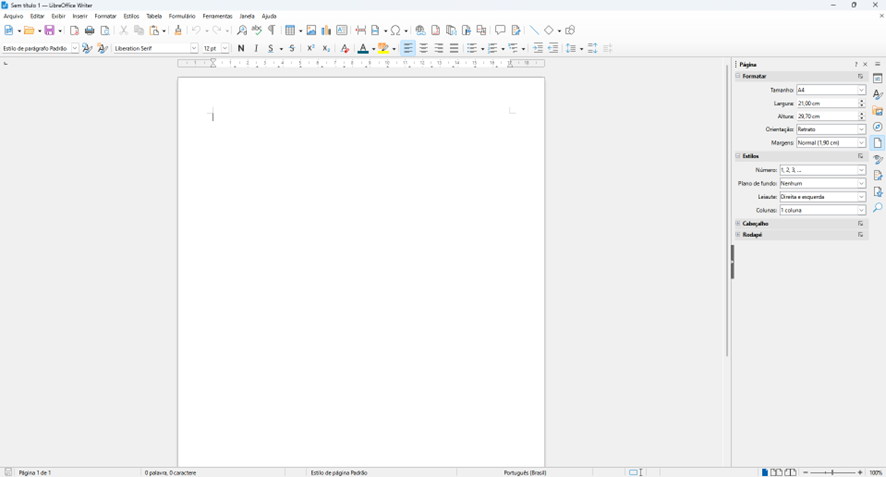 Interface do LibreOffice Writer