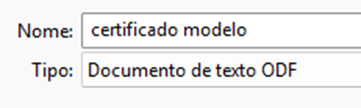 Seleção do tipo Documento de texto ODF